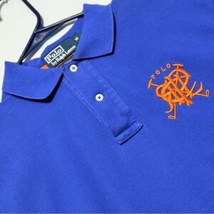 Vintage 1990 Polo Crest Polo‎ Ralph Lauren Blue Mesh Rugby Polo Shirt Size M